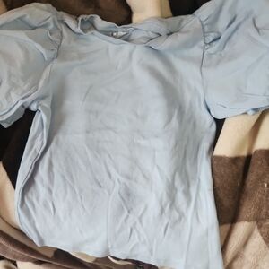 GAP Sky Blue Puff Sleeve Blouse